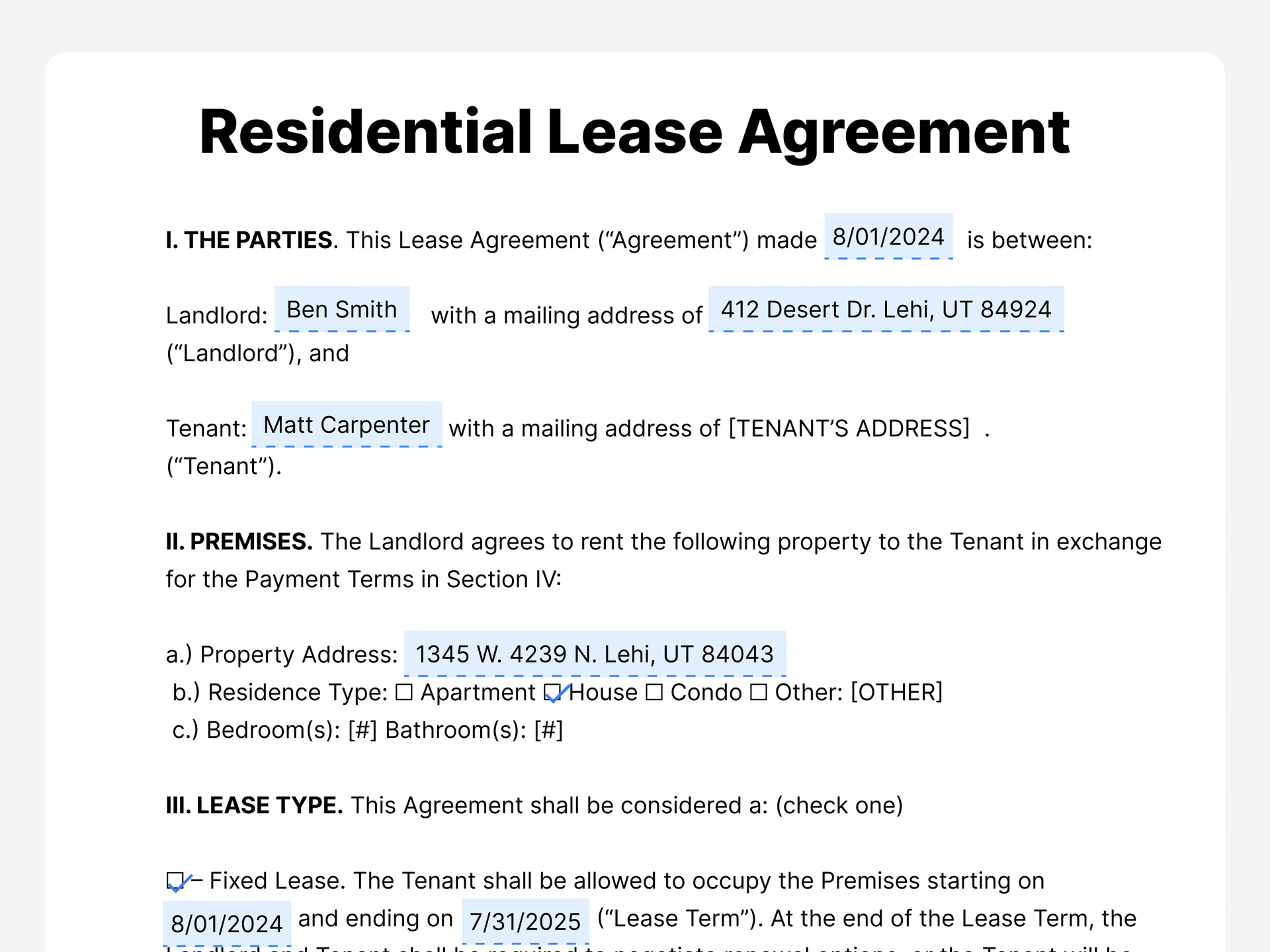 Rental Lease Agreement